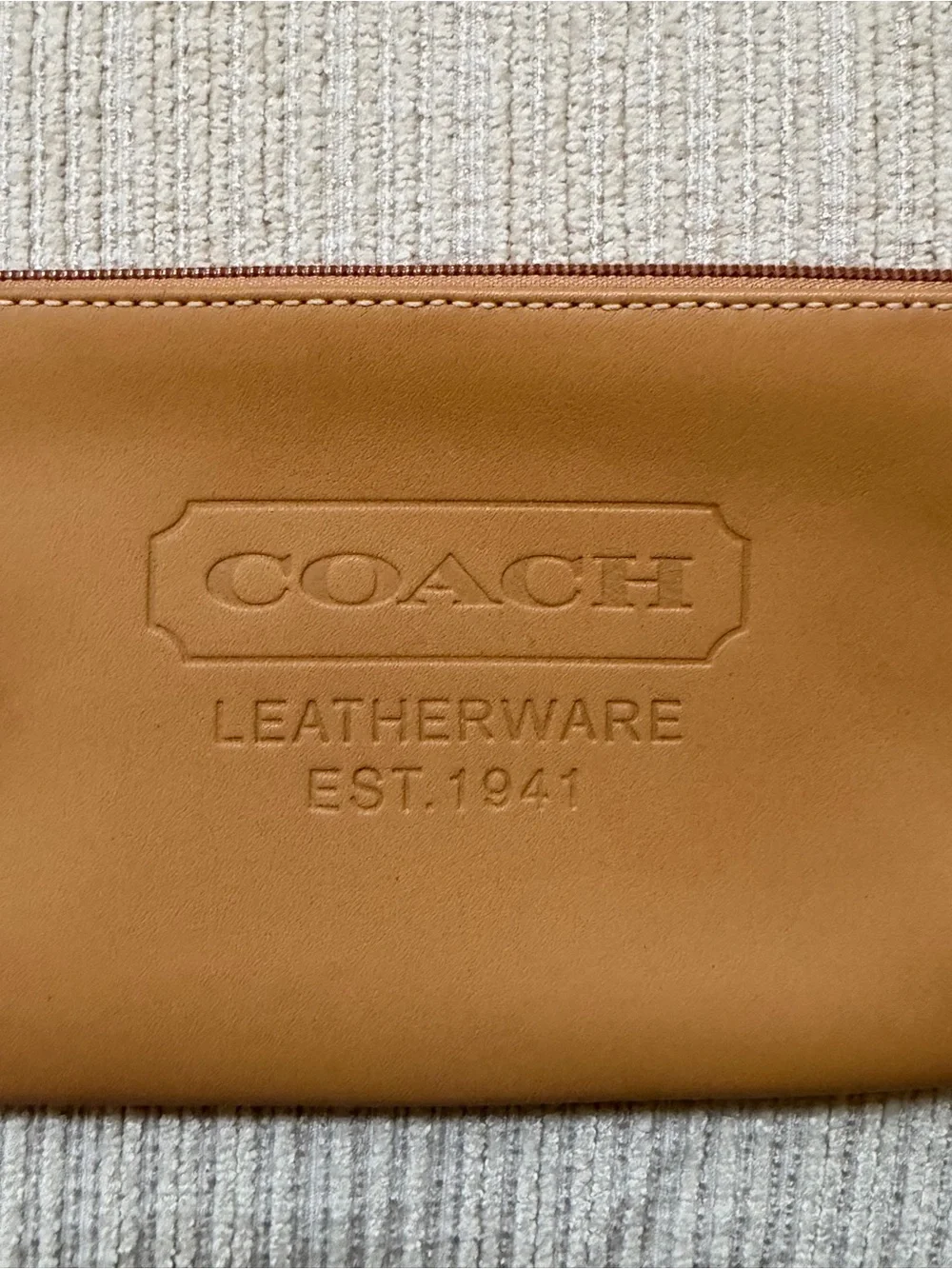 Coach Tan Leather Wristlet Clutch